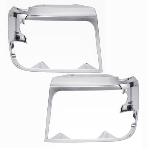 Pair Chrome Headlights Headlamp Trim Bezel For Ford Bronco F150 Pickup 1992-1996