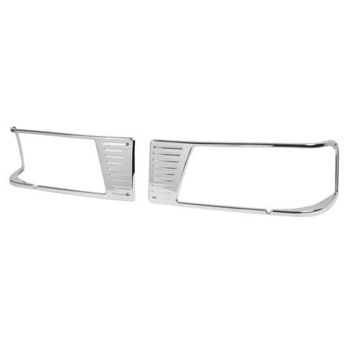 NEW Pair Chrome For Peterbilt 377 Turck Headlamp Headlight Bezel #16-06264
