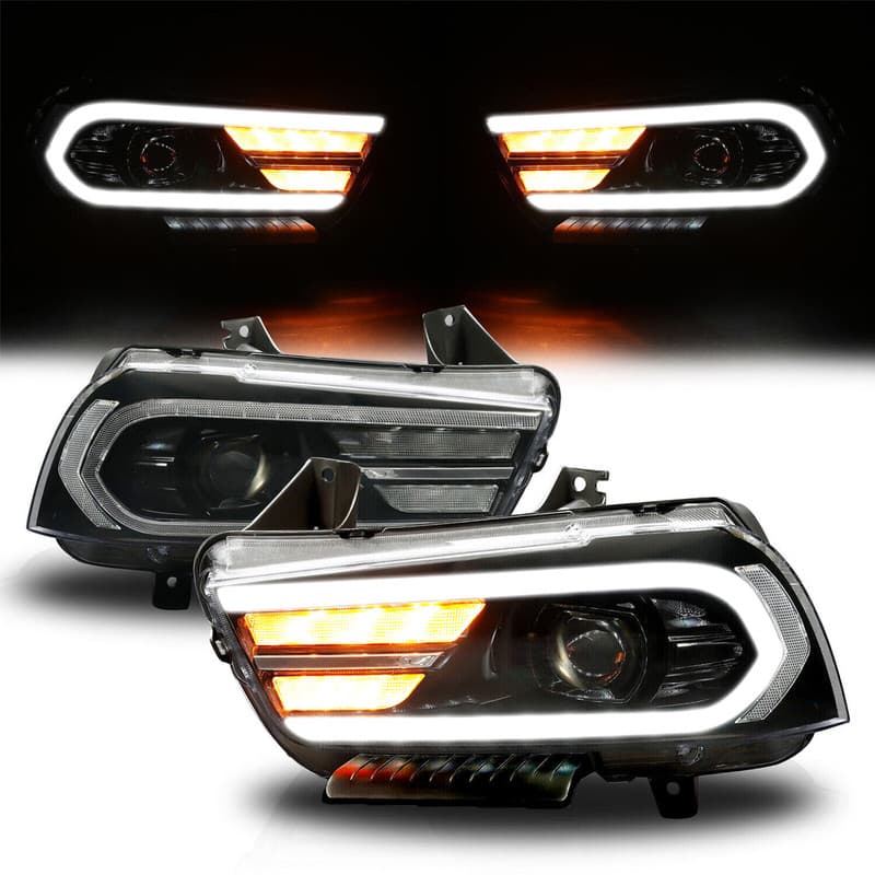 LED Projector Sequential Headlights Dual Beam Pair For Dodge Charger 2011-2014