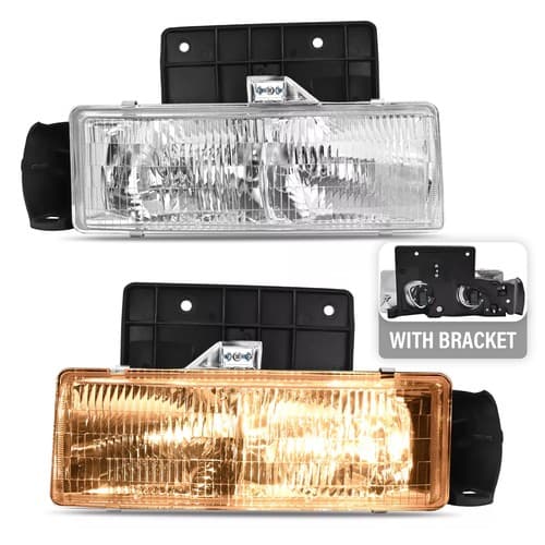 2PCS Headlights Headlamp & Bracket For Chevrolet Astro & GMC Safari 1995-2005