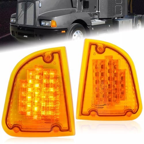 New Amber LED Turn Signal Lights For KW Kenworth K300 T300 T330 T600 86-08 Pair