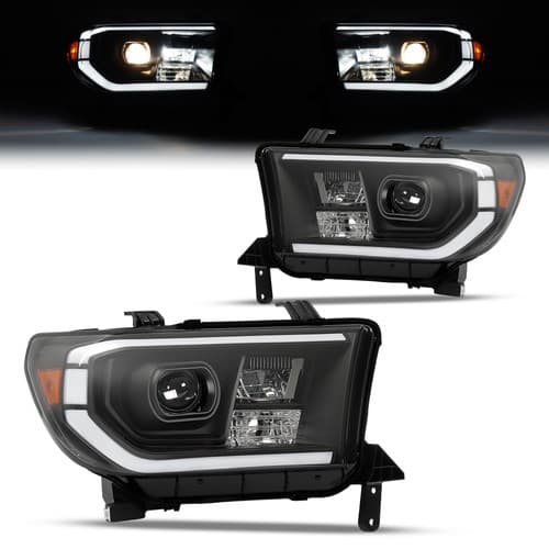 LH & RH Black LED Headlights Projector For Toyota Tundra 07-13 Sequoia 08-17