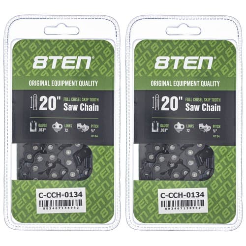 Full Chisel Skip Tooth Chainsaw Chain 20 Inch .063 3/8 72DL for Stihl 2 Pack