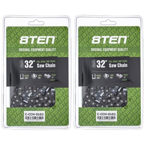 Full Chisel Skip Tooth Chainsaw Chain 32 Inch .050 3/8 105 DL for Echo 2 Pack