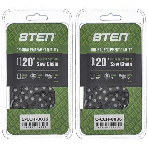 Full Chisel Skip Tooth Chainsaw Chain 20 Inch .050 3/8 72DL for Husqvarna 2 Pack