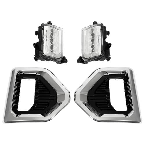 New LED Fog Lights Lamp W/Chrome Bezels For GMC Sierra 1500 Denali 2019-2022