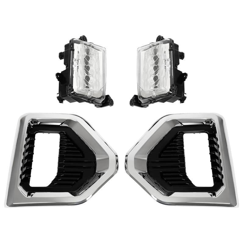 New LED Fog Lights Lamp W/Chrome Bezels For GMC Sierra 1500 Denali 2019-2022