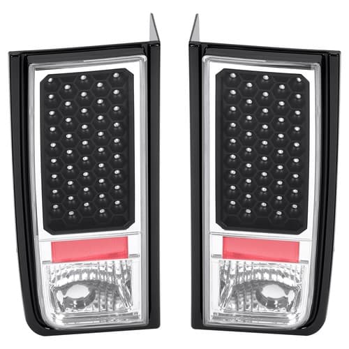 Pair Chrome/Clear Lens Red LED Rear Brake Tail Lights For Hummer H2 2003-2009