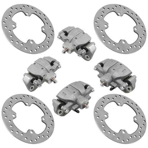 Front/Rear Brake Calipers W/ Disc Rotors For Honda Pioneer 1000 SXS1000M3 16-24