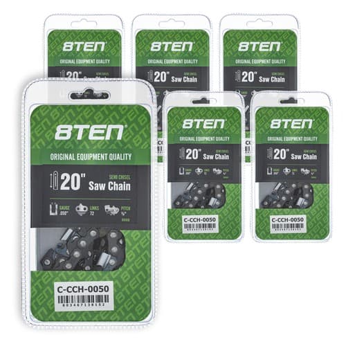 Semi Chisel Chainsaw Chain 20 Inch .050 3/8 72DL for Husqvarna Stihl 6 Pack