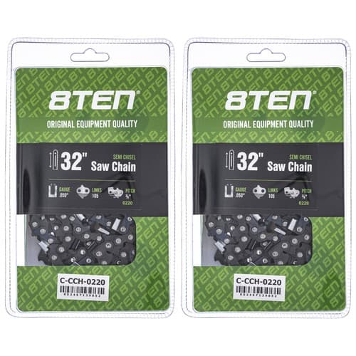 Semi Chisel Chainsaw Chain 32 Inch .050 3/8 105 DL for Echo Husqvarna 2 Pack