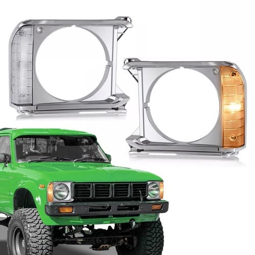 Left Right For Toyota Pickup RWD 79-81 Chrome Headlight Bezel Door W/Turn Signal