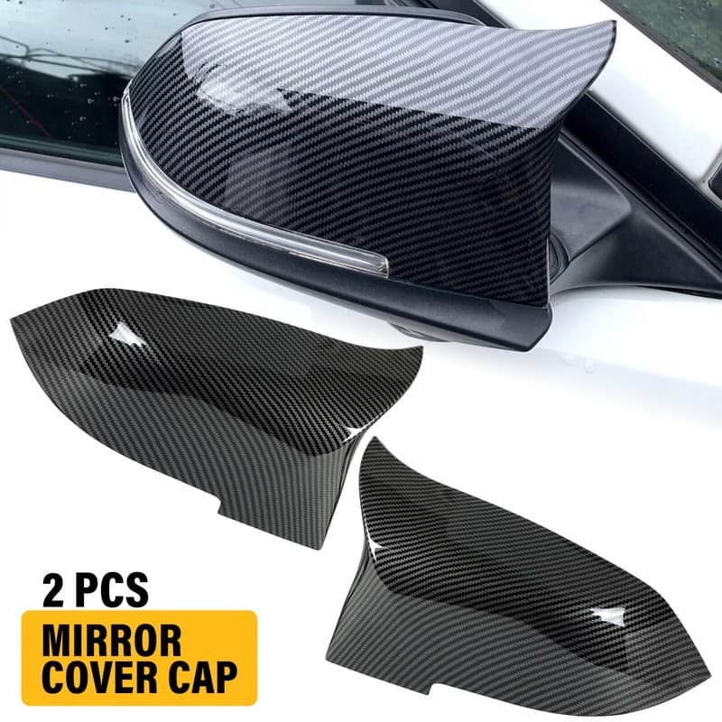 2X Carbon Fiber Mirror Cover Caps For BMW 3Series M3 F30 F31 F20 320i 328i 12-19