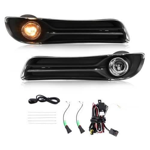 LED Silvery Trim For Chrysler 300 2011-2014 Fog Light Running Lamp Black Bezel