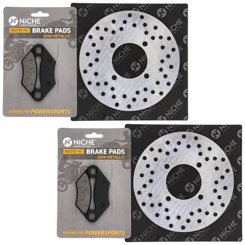 NICHE Front Brake Rotor Pad Kit for Polaris 2202412 5247961 Semi Metallic ATV