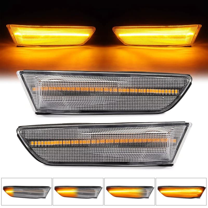 Front Sequential Amber LED Side Marker Lights For Infiniti G35 2-Door 2003-2007