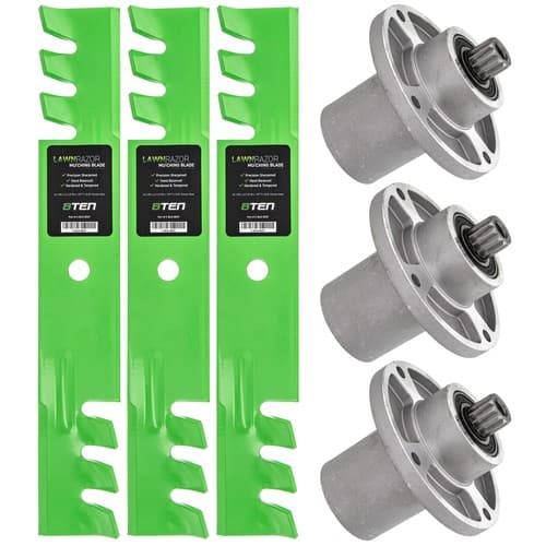 8TEN Spindle Mulching Blade Kit for Hustler 48 Inch Deck Raptor SD Raptor Flip