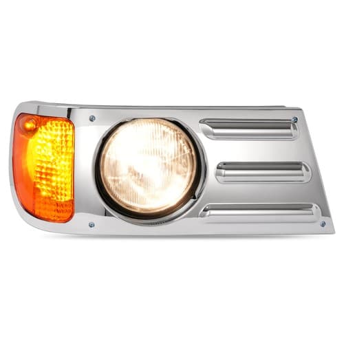 Right Side Chrome Headlight W/Corner Light + Cover +Bulbs For Mack CV713 Truck