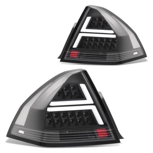 Pair Black LED Tube Tail Lights For Chevy Impala 2006-2013 Limited 14-16 Clear