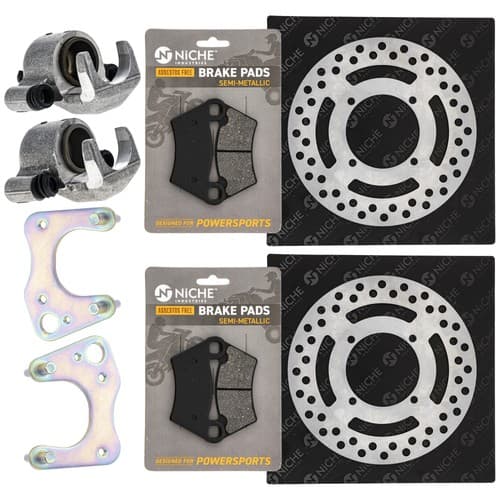NICHE Front Brake Rotor Caliper Pad Set for Polaris Ranger 425 1910784 1910785