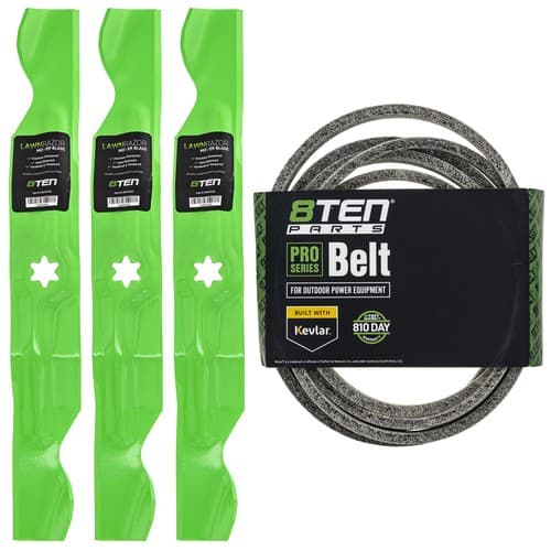 Mower Blades & Deck Belt Kit for Cub Cadet LT1050 SLT1550 SLTX1050 LGT1050