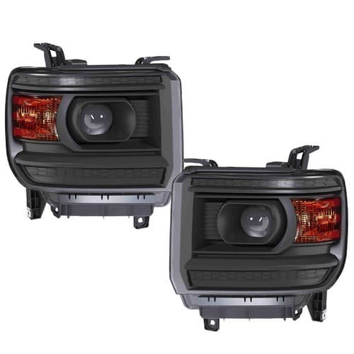 Left&Right Side Projector Headlights For GMC Sierra 1500 2500HD 3500HD 2014-2015