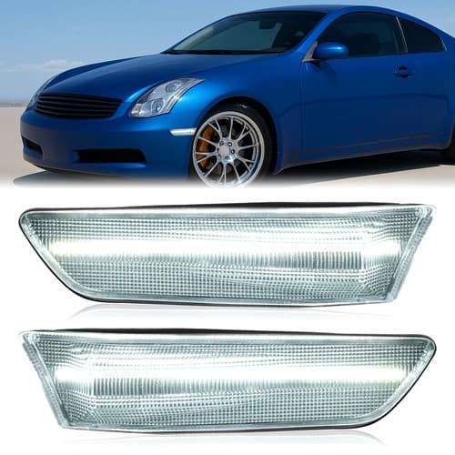 Front Clear Bumper LED Side Marker Lights For Infiniti G35 Coupe 2D 2003-2007