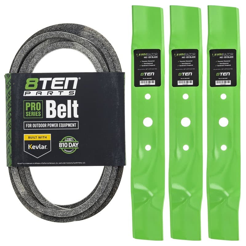 8TEN Blade Belt Kit for John Deere L120 L130 48 Inch GX20250 GY20568 GX20571