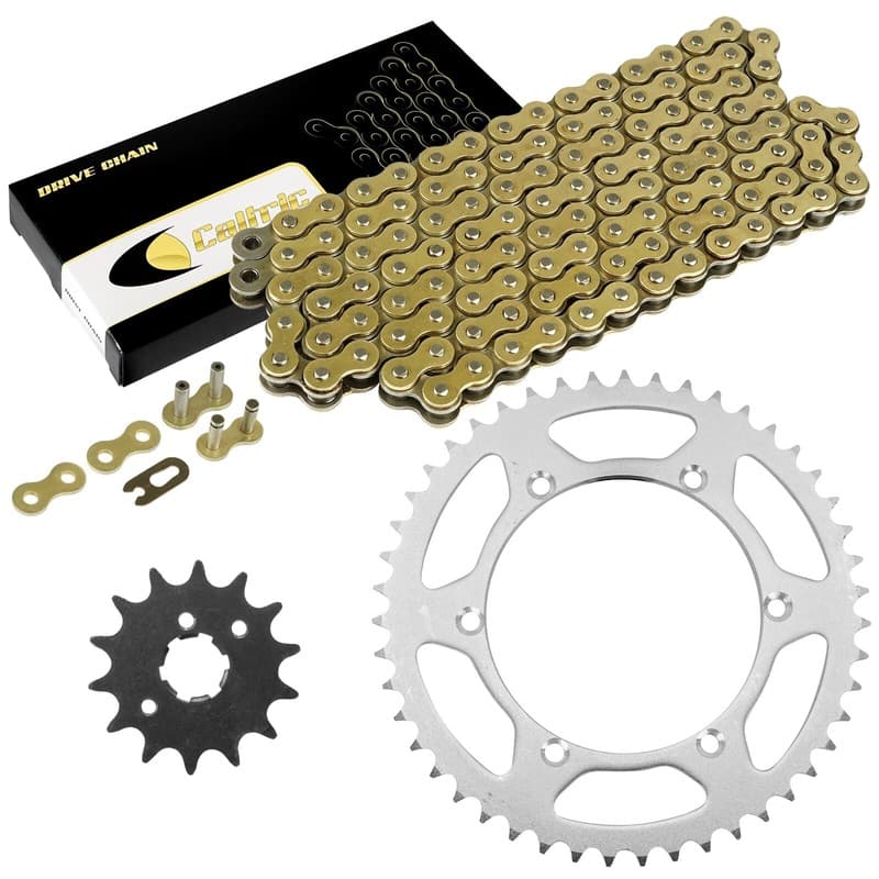 Drive Chain & Sprocket Kit for Kawasaki KX250 1987-1989 / KX500 1987-2004 / Gold