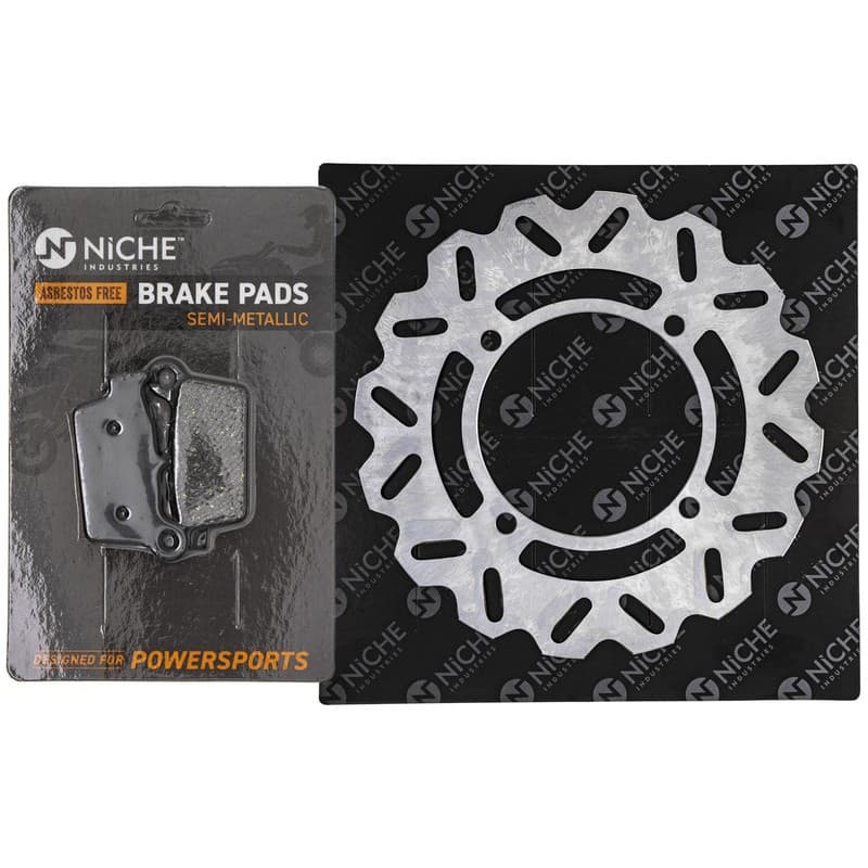NICHE Rear Right Brake Rotor Pad Kit for Kawasaki 43082-0006 Semi Metallic
