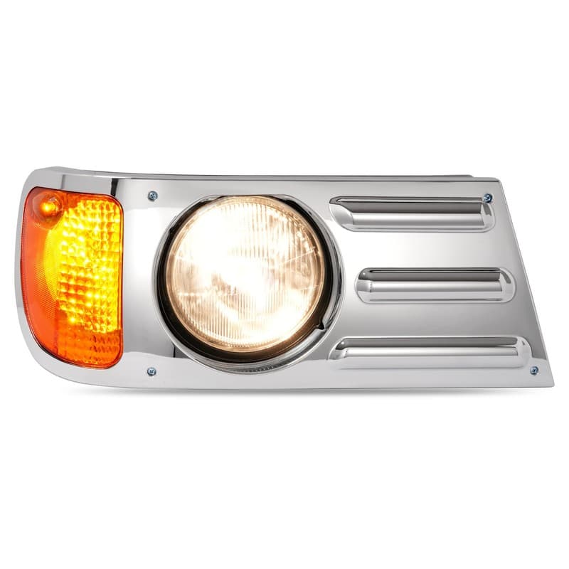 Right Side Chrome Headlight W/Corner Light + Cover +Bulbs For Mack CV713 Truck